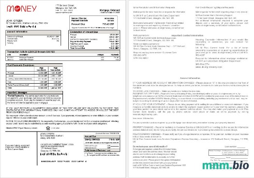 Zjednoczone Królestwo M Plus Current Bank wyciąg z kredytu hipotecznego w formatach Word i PDF